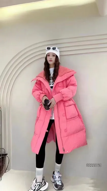 【现货】新款棉衣女加厚保暖冬季中长款韩版宽松收腰棉服设计感外套