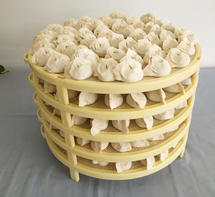 竹制多层饺子帘可加层水饺盖帘带加高腿圆形托盘家用加厚可叠商用