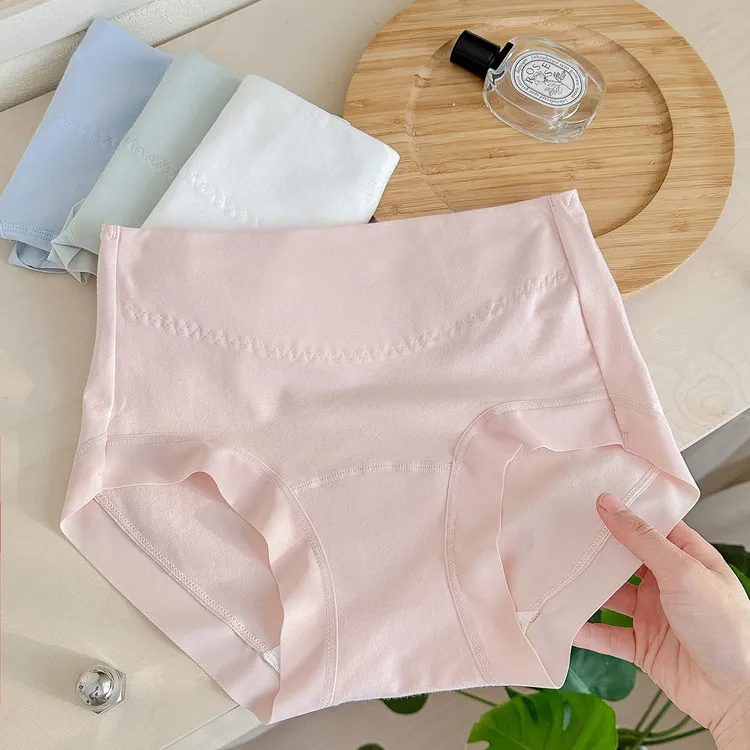 女士内裤女纯棉中高腰大码不夹臀全棉舒适收腹中年妈妈款三角裤