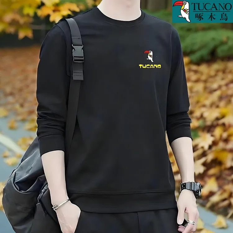 啄木鸟卫衣男士宽松新款春秋圆领加厚长袖上衣时尚百搭休闲秋衣男