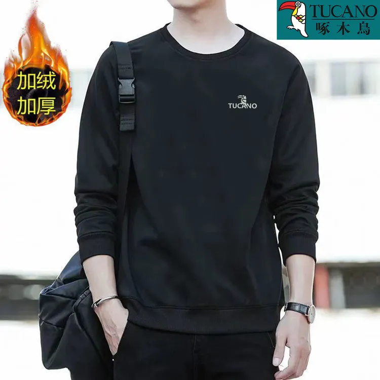 啄木鸟卫衣男士宽松新款春秋圆领加厚长袖上衣百搭时尚休闲秋衣男