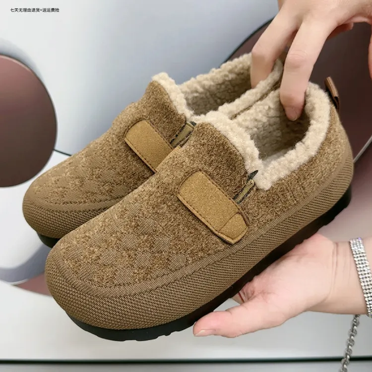 2024新款冬天加厚加绒保暖冬外穿防寒勃肯鞋毛毛鞋中老年棉鞋
