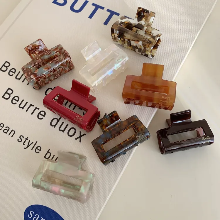 韩风经典色系醋酸简约随意感后脑勺盘发抓夹气质发量少鲨鱼夹发饰