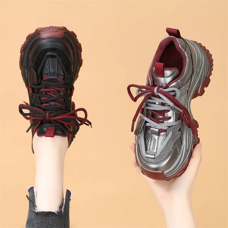 爆款女鞋老爹鞋女2025新款厚底休闲鞋增高松糕底高颜值平底运动鞋