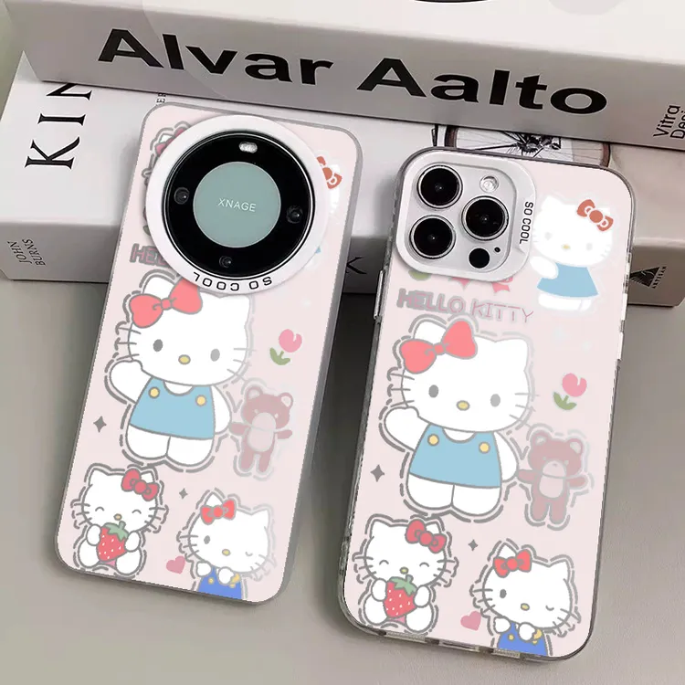 7HelloKitty苹果15pro彩银手机壳华为mate60小米女oppo/vivo一加