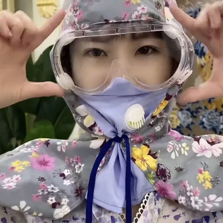 防尘防晒披肩帽打磨头罩喷漆干活男女厨房防油烟薄款眼镜防雾帽子
