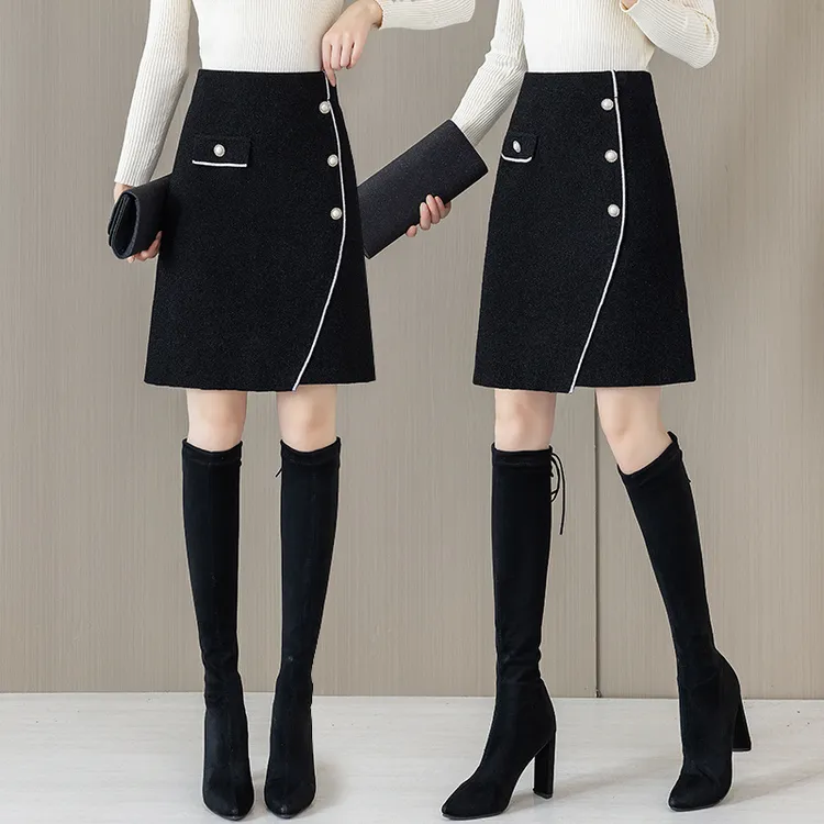 不规则a字半身裙秋冬季新款小香风显瘦遮胯一步包臀短裙气质裙子