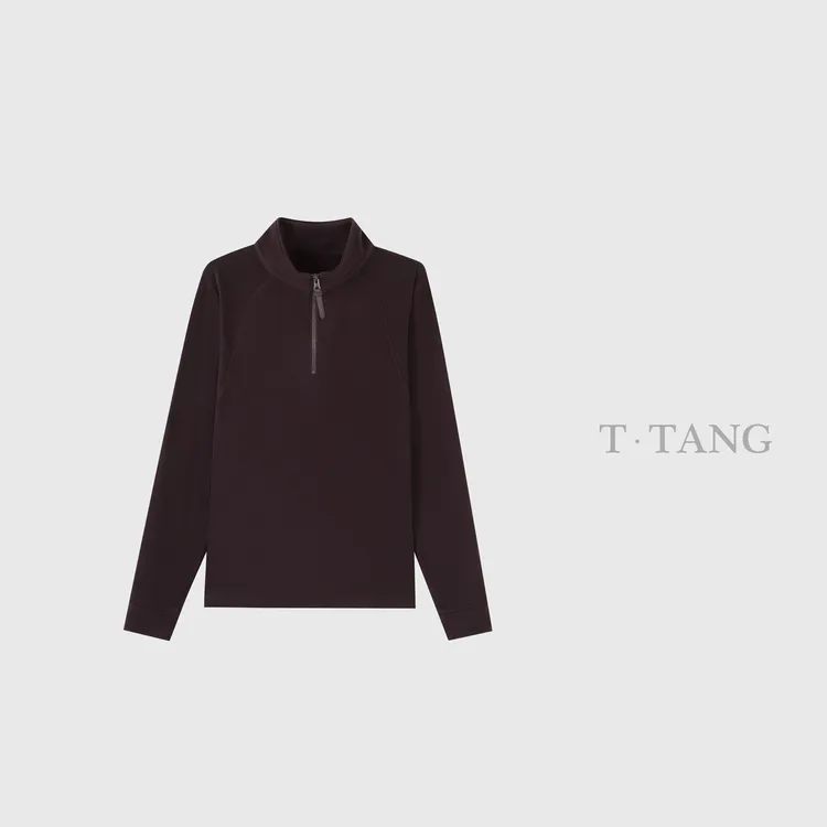 秋冬360g天丝奥绒亲肤柔软高弹修身显瘦纯色半拉链卫衣【6760】jj