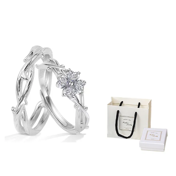 铜合金戒指 荆棘四叶草情侣对戒男女款小众轻奢生日礼物送女朋友