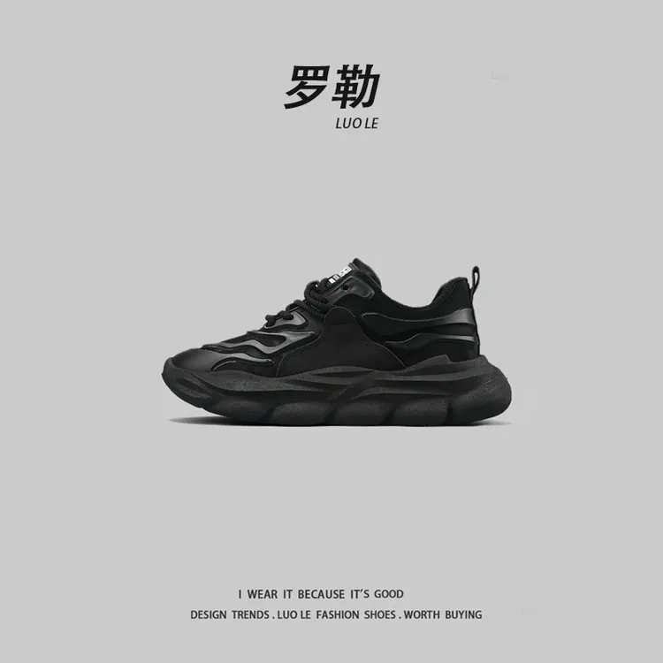 LUOLE罗勒老爹鞋冬2023新款加绒保暖棉鞋厚底增高百搭运动休闲鞋