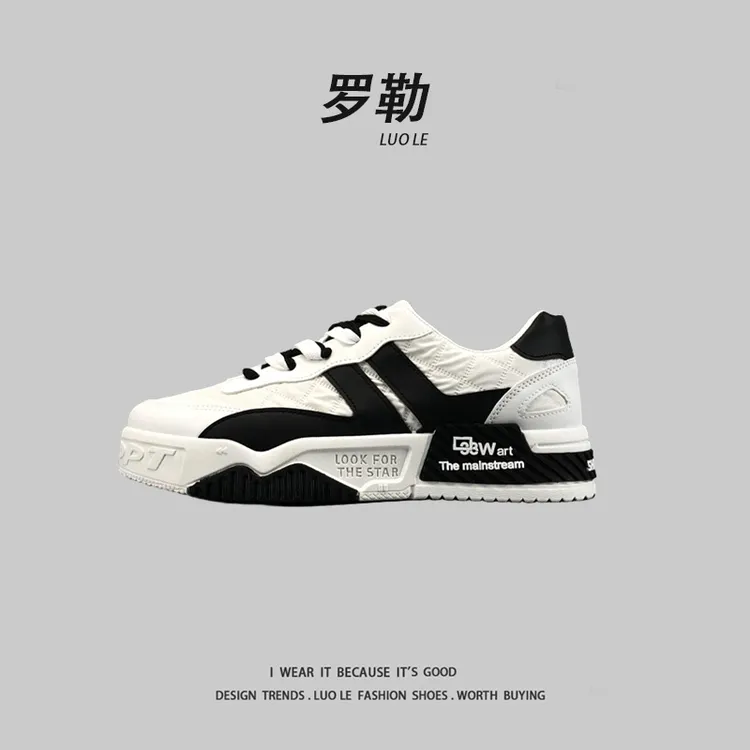 LUOLE罗勒外贸男鞋韩版ins潮流运动休闲鞋夏季透气轻便厚底板鞋