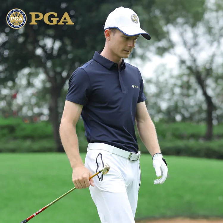 美国PGA 2025春夏季高尔夫服饰服装短袖T恤 弹力面料时尚男装上衣