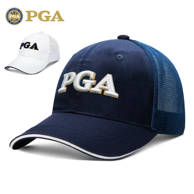 PGA 高尔夫防晒帽子男士透气网球帽遮阳防晒帽可调节职业款鸭舌帽