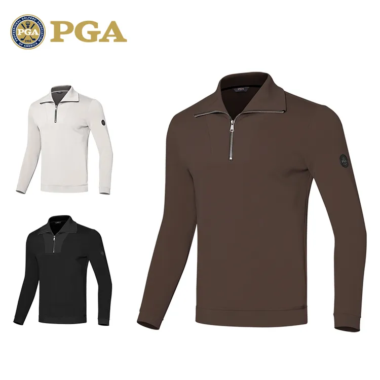 美国PGA 高尔夫服装男装秋冬季保暖加厚外套长袖t恤上衣Polo衫