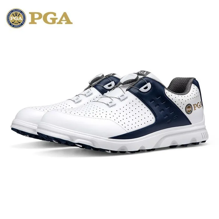 美国PGA 新品 高尔夫男士球鞋 透气鞋子 防侧滑鞋钉男鞋 旋转鞋带