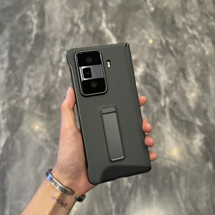 适用荣耀magic VS3手机壳新款高档素皮带支架全包防摔商务保护壳 