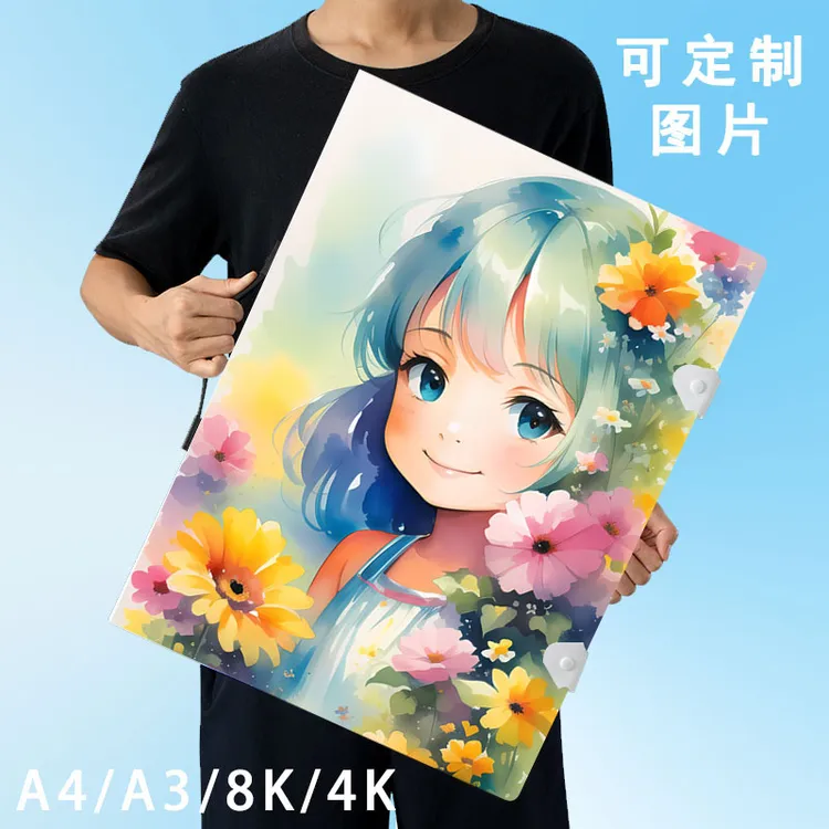 手提A4儿童美术作品A3收藏夹8K画册4K数字油画收集收纳册LOGO定制
