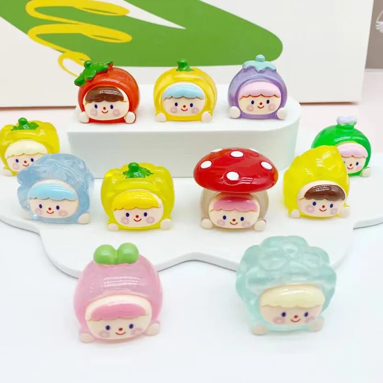 细闪高透蔬菜粒卡通公仔diy饰品创意小摆件钥匙扣挂件潮玩