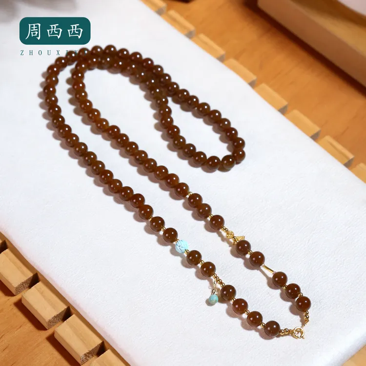 周西西珠宝和田玉糖玉18k项链5.8mm链长53cm百搭多样性发15632