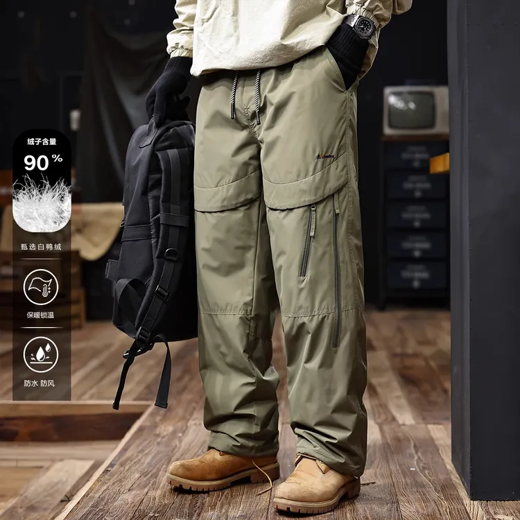 90白鸭绒户外极寒保暖工装羽绒裤男冬季加厚休闲滑雪裤子休闲裤子