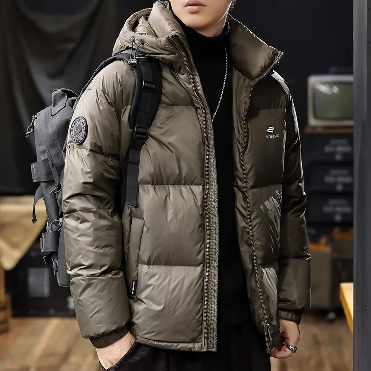 美式高充绒蓬松羽绒服男2025冬季新款加厚保暖面包服防水休闲外套