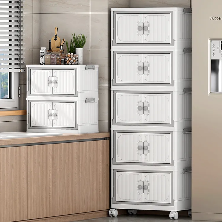 免安装厨房置物架落地玩具柜家用多功能翻盖床边收纳柜零食收纳架