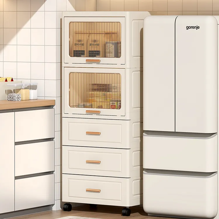 带门翻盖式置物架家用多层收纳架客厅储物柜柜五斗柜