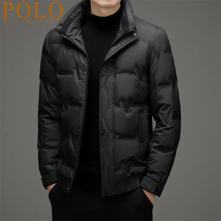 保罗羽绒服男士2024冬季轻薄保暖白鸭绒上衣休闲立领夹克外套男款