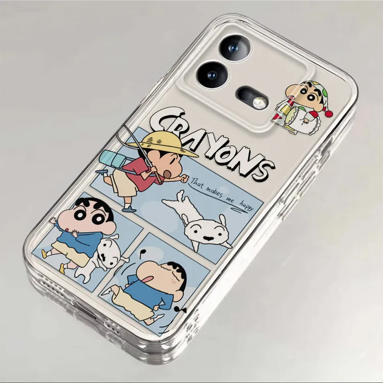 vivoiqooneo8适用手机壳蜡笔小新秋游卡通透明全包软硅胶防摔保