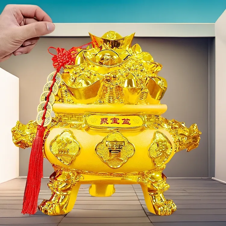 祥龙聚宝盆摆件家用客厅过年用只进不出存钱罐送店铺装饰开业礼品