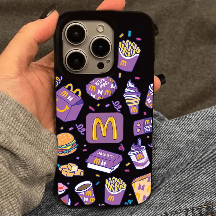 紫色M记麦当劳适用iPhone16promax手机壳爆款iphone13新款15/可爱