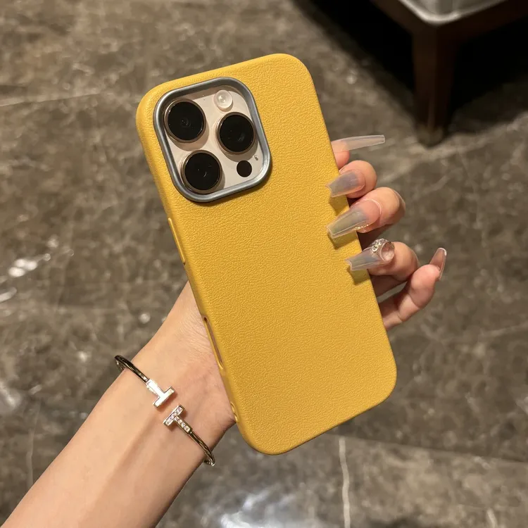 秋冬ins皮纹金属孔适用iPhone16/15promax苹果14手机壳13/12防摔x