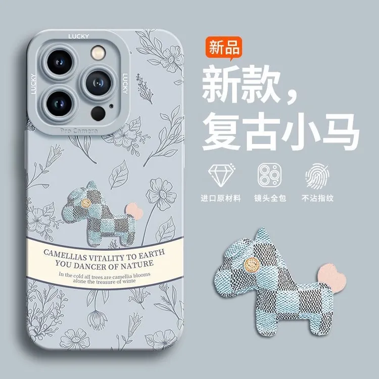 复古小蓝马适用苹果16PRO手机壳个性iPhone14Promax创意14卡通/xs