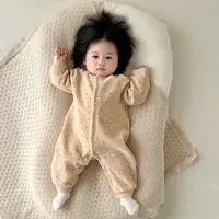 婴儿衣服无骨新生儿秋冬加绒保暖男女宝宝一体绒双面绒连体衣爬服