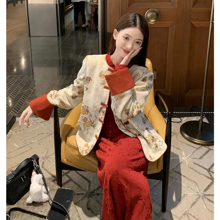 老钱风回门敬酒服新娘订婚礼服新中式套装复古国风外套旗袍连衣裙