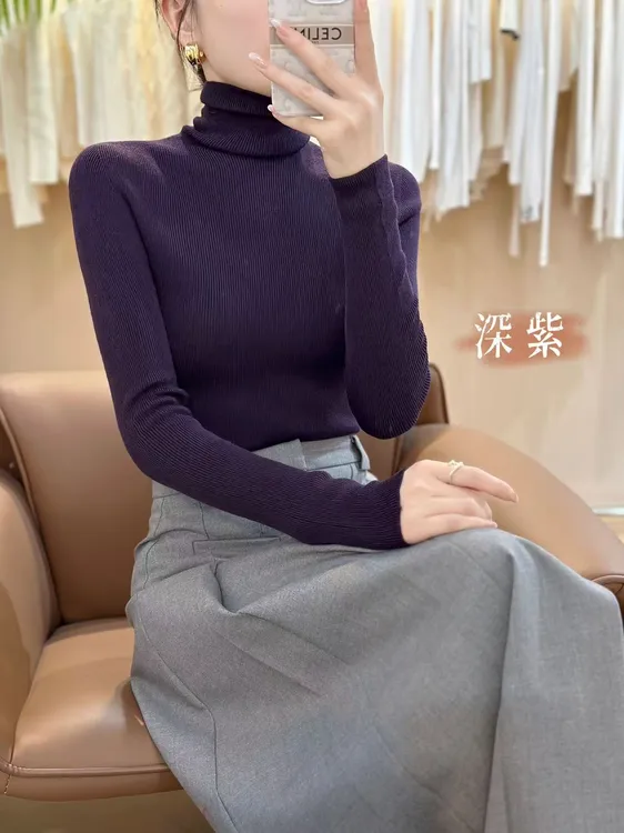 堆堆领【100%精纺羊毛】新澳18针80织可机洗无缝羊毛衫 034