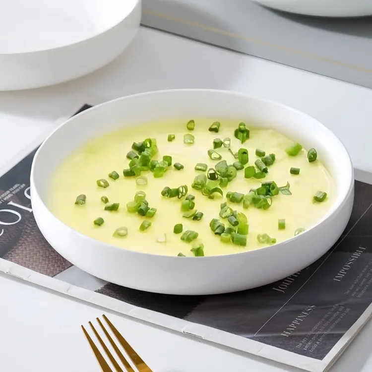 雅澜纯白8.25英寸窝边盘4个装家用创意简约大号盘子海瓷餐具