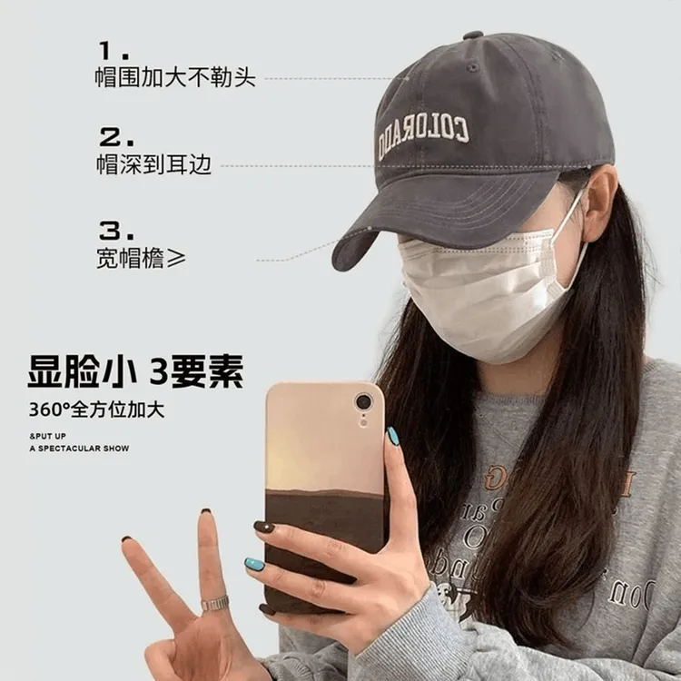 【大头围必备】大头围显脸小棒球帽户外必备休闲宽帽檐深顶鸭舌帽子