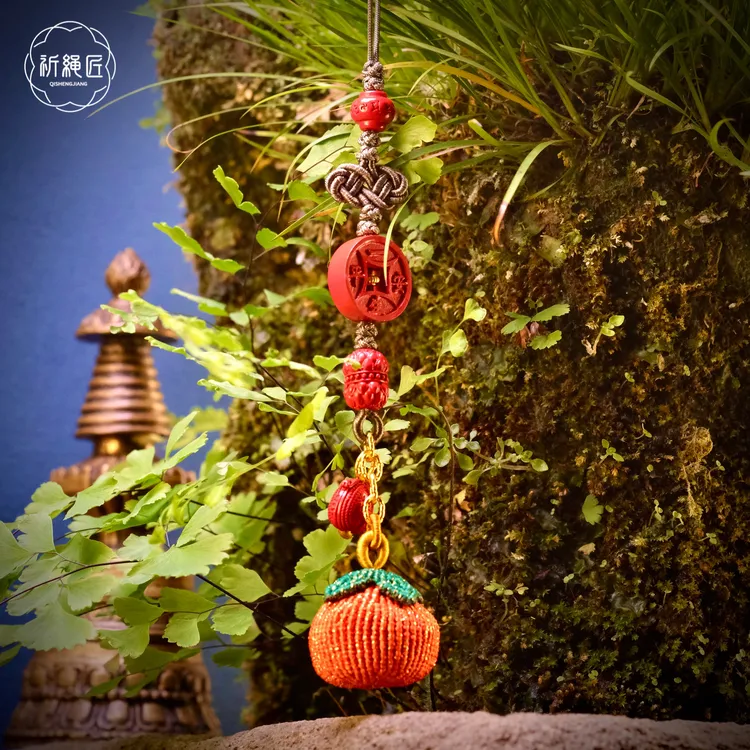 含辰砂工艺品高含量真朱砂红砂手编设计款挂件