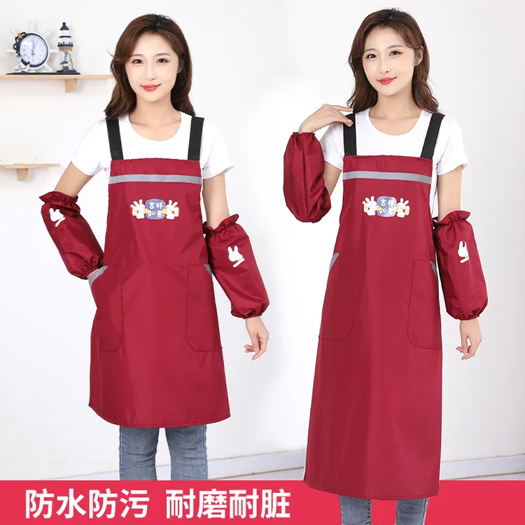 新款双肩背带时尚围裙女厨房家用做饭耐脏防水防油超市工作服定制