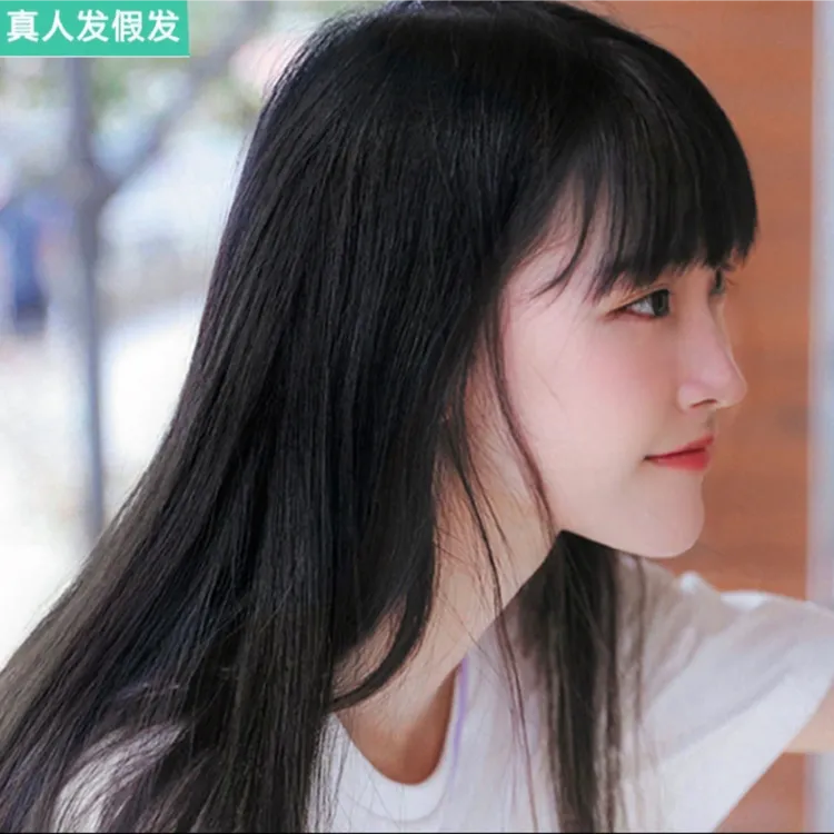 帕拉斯全真人发长直发50cm假发女全头套整顶假发透气长发空气刘海