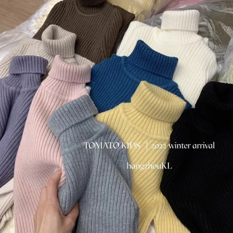 男童高领毛衣2025冬季儿童百搭软糯保暖打底衫小女孩洋气坑条内搭