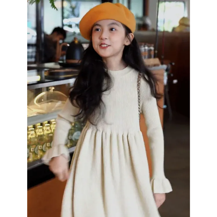 女童连衣裙秋冬2025新款洋气休闲百搭针织裙中大童打底毛衣公主裙
