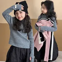 女童毛衣秋冬款2024新款中大儿童半高领针织衫上衣套头打底衫洋气