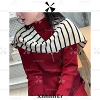 辛儿/小个子 羊毛天丝时尚百搭气质针织摩登条纹披肩XZY1145