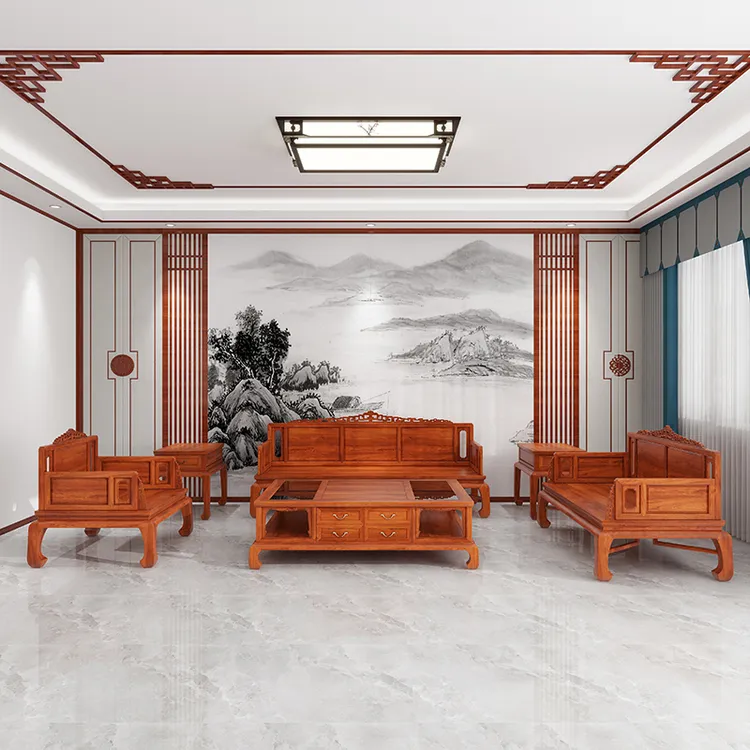 刺猬紫檀新中式金瑜家用简约客厅办公室中式组合轻奢