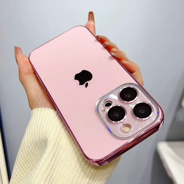纯色苹果15promax极简裸机手机壳iPhone14全包镜头13防摔12保护壳