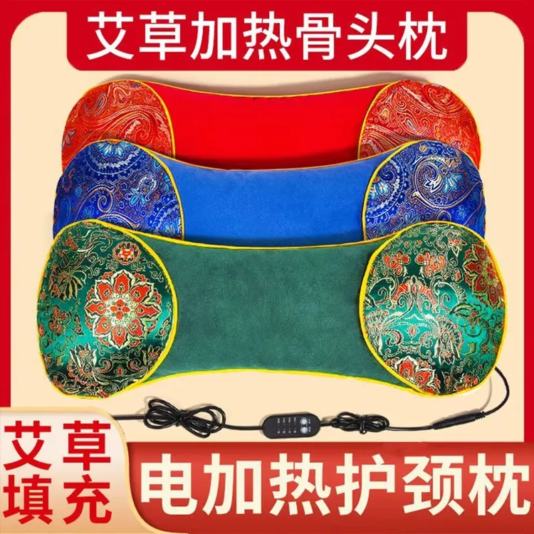 新款多功能绒布加热骨头颈椎枕热敷护腰多功能家用单人