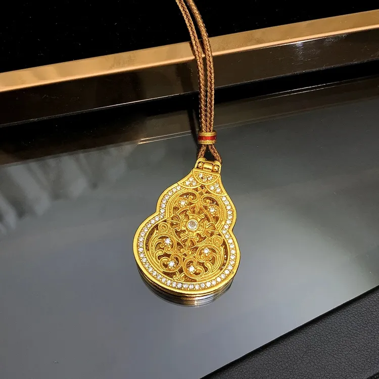 铜合金布艺项链 韦雪同款葫芦随身佛吊坠花丝新中式福禄毛衣链