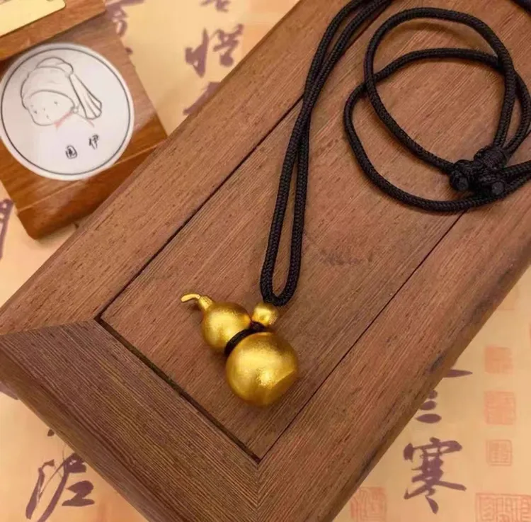 铜合金项链 新中式国潮风古法实心立体福字葫芦项链项链毛衣链